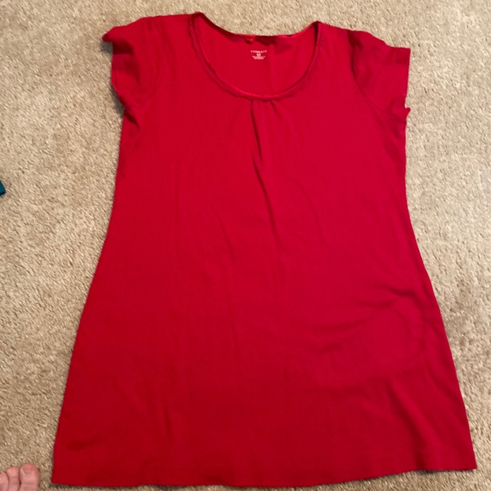 Lands End MP red short sleeve mid-thigh knit pajamas